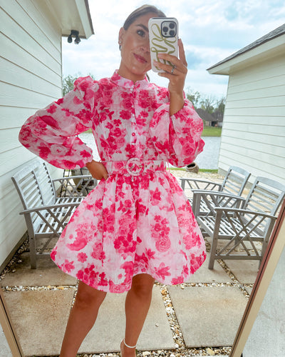 Pink Floral Mini Dress