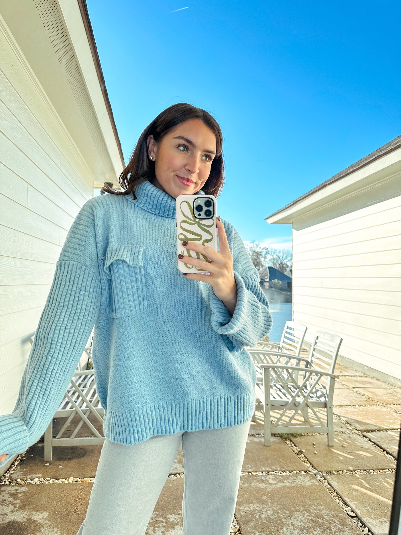 Sky Ribbed Detail Sweater