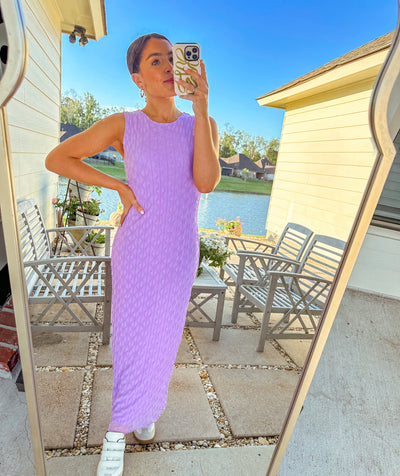 Wavy Textured Midi Dress - Lilac