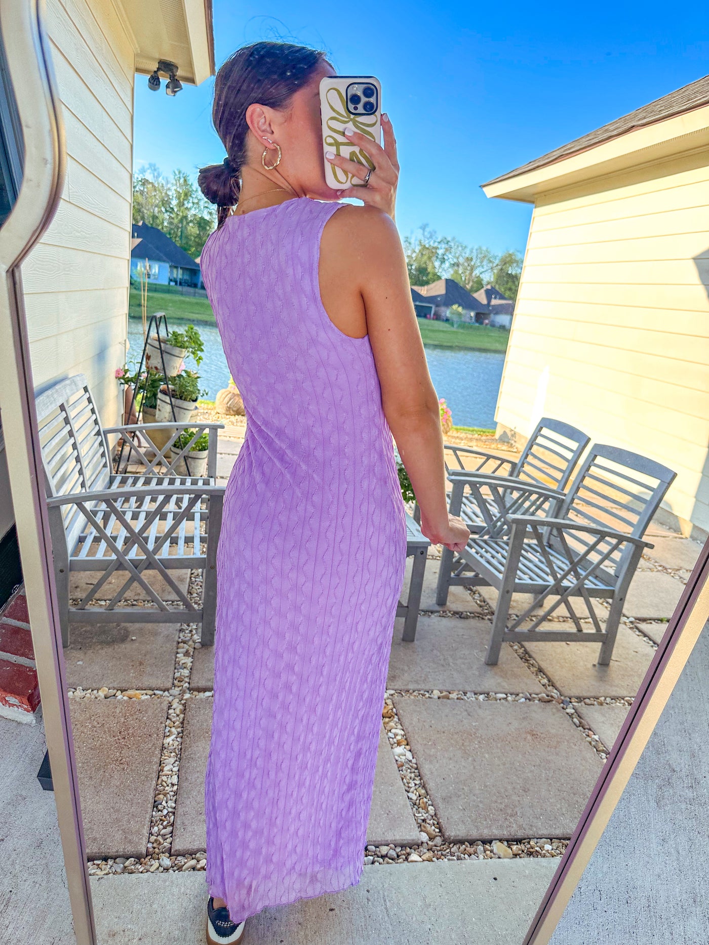 Wavy Textured Midi Dress - Lilac