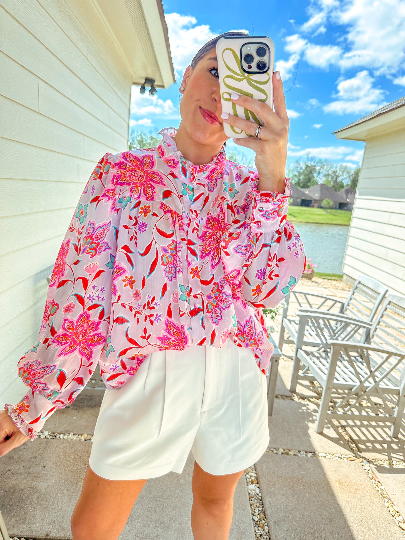 Pink Printed Floral Top