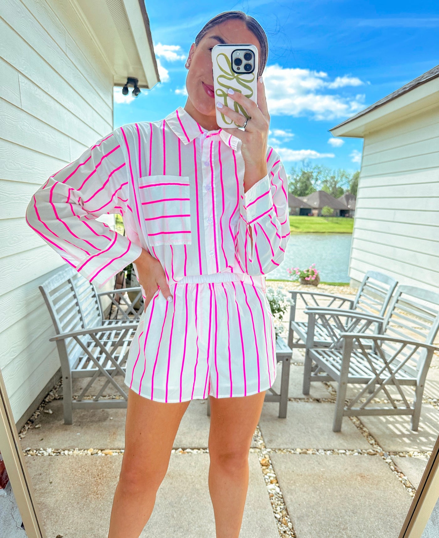 Pink Striped Set - Shorts