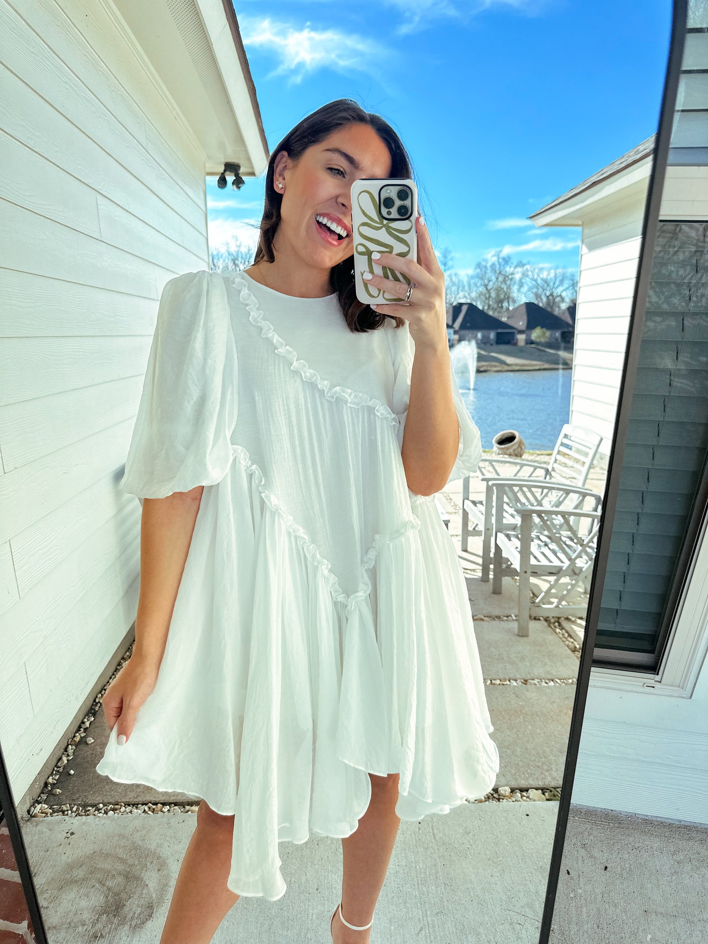 Asymmetrical Babydoll Dress - White