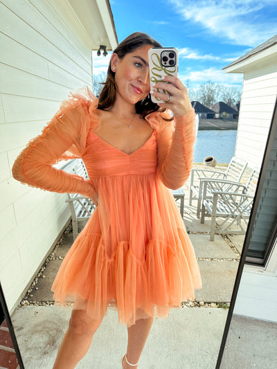 Tulle Mini Dress - Coral