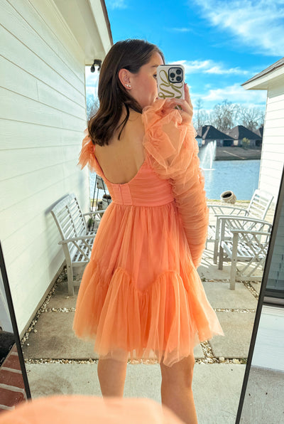 Tulle Mini Dress - Coral