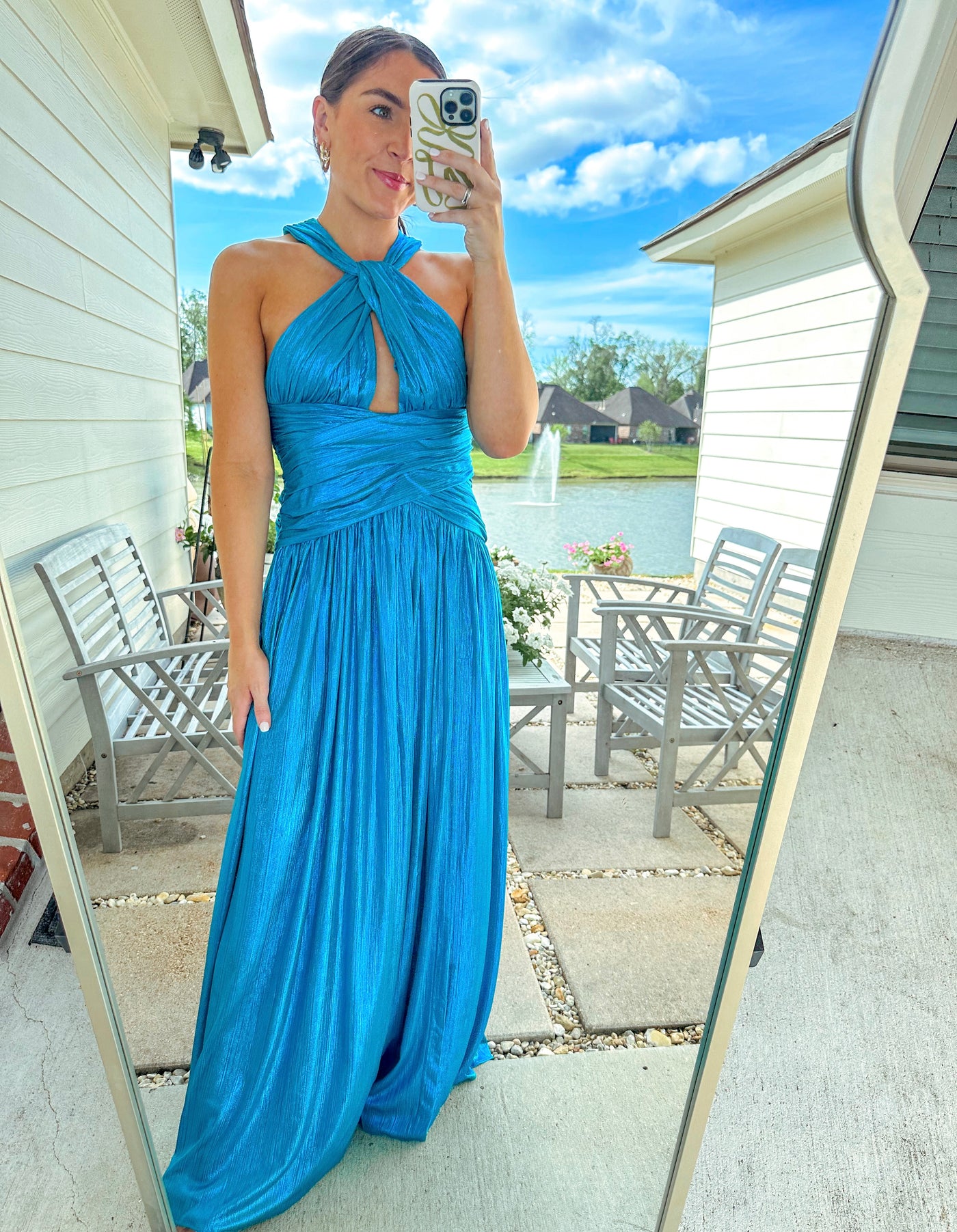 Gala Metallic Gown - Teal