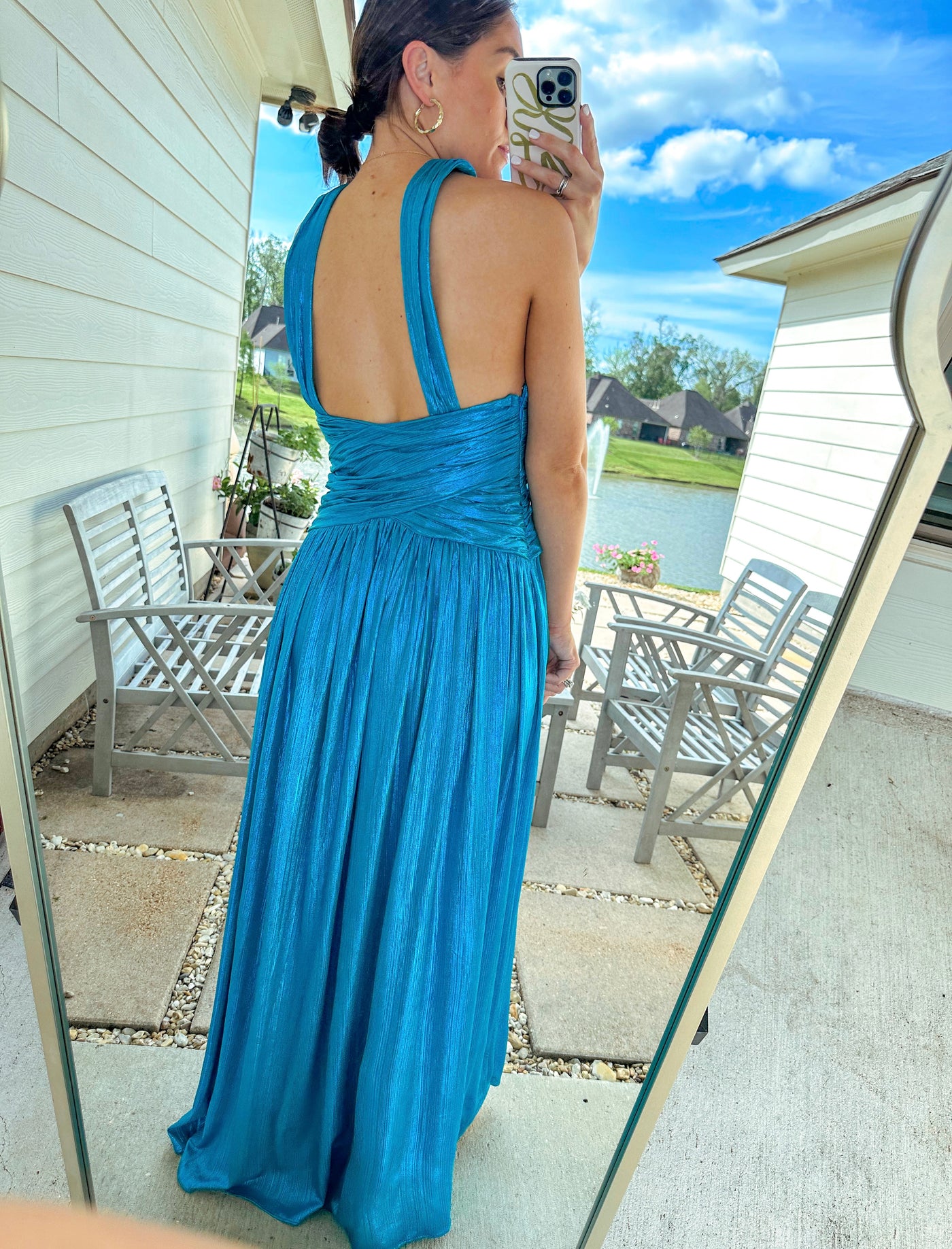 Gala Metallic Gown - Teal