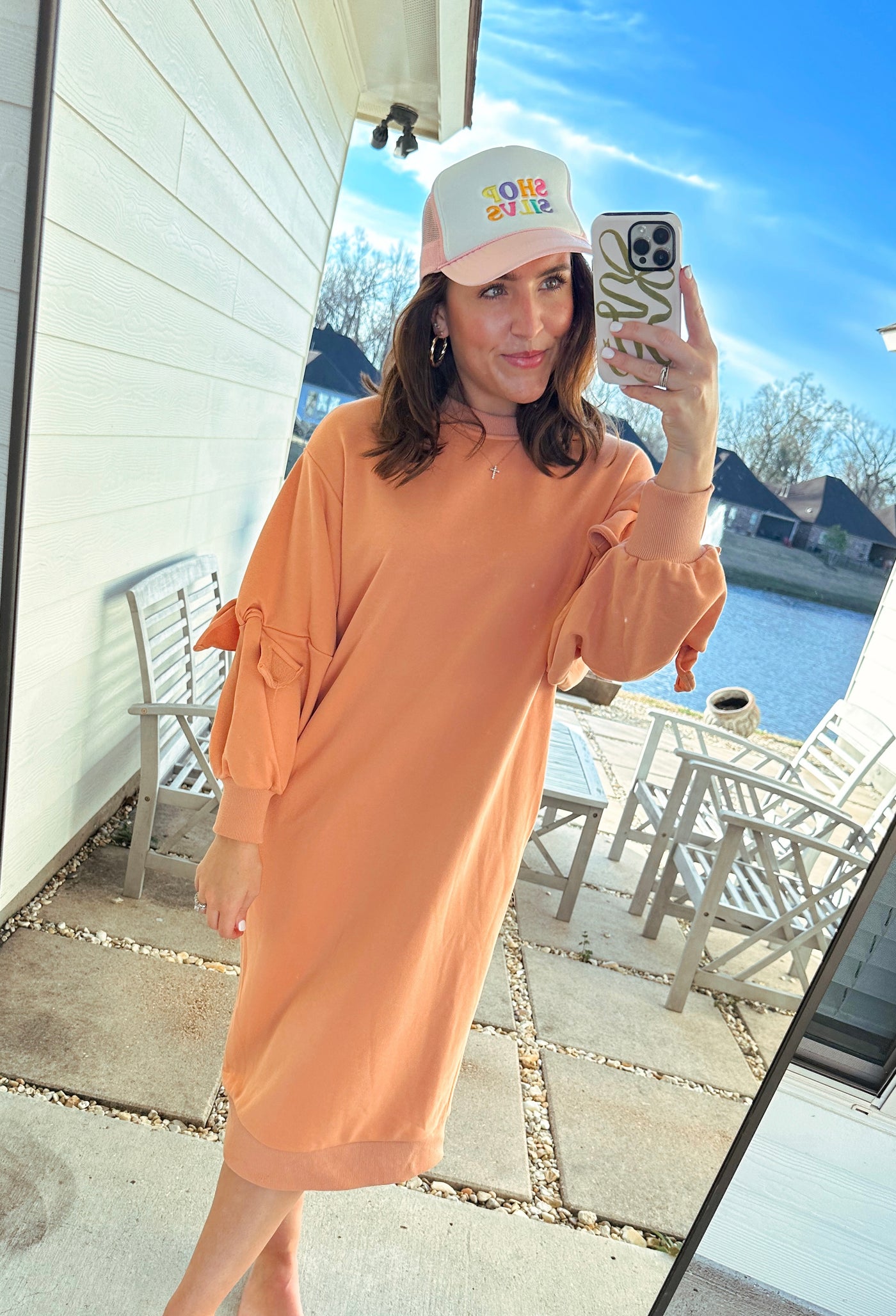 Bow Sleeve Sweatshirt Dress