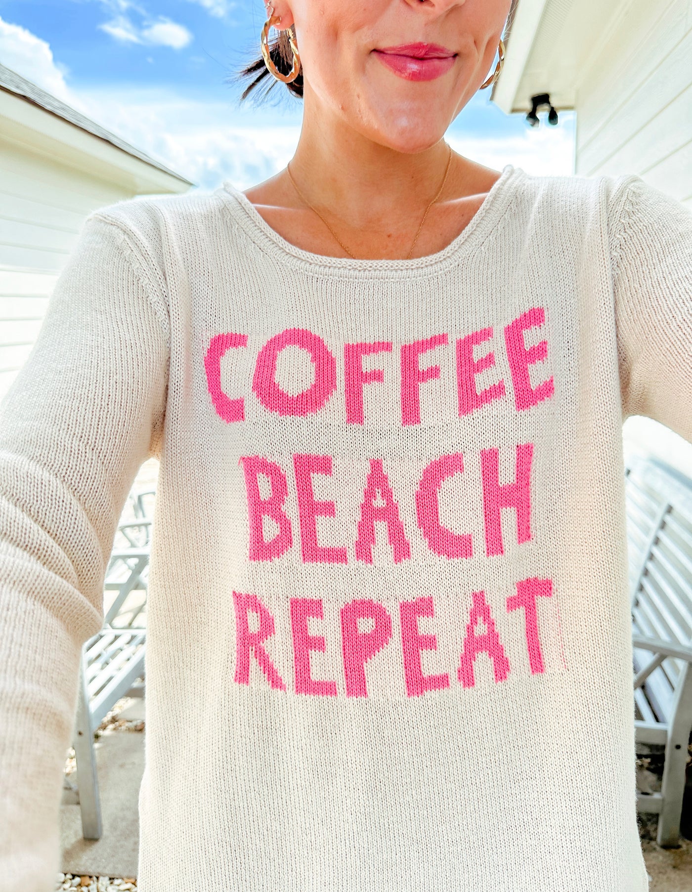 Coffee Beach Repeat Sweater - Pink