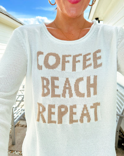Coffee Beach Repeat Sweater - White/Nude