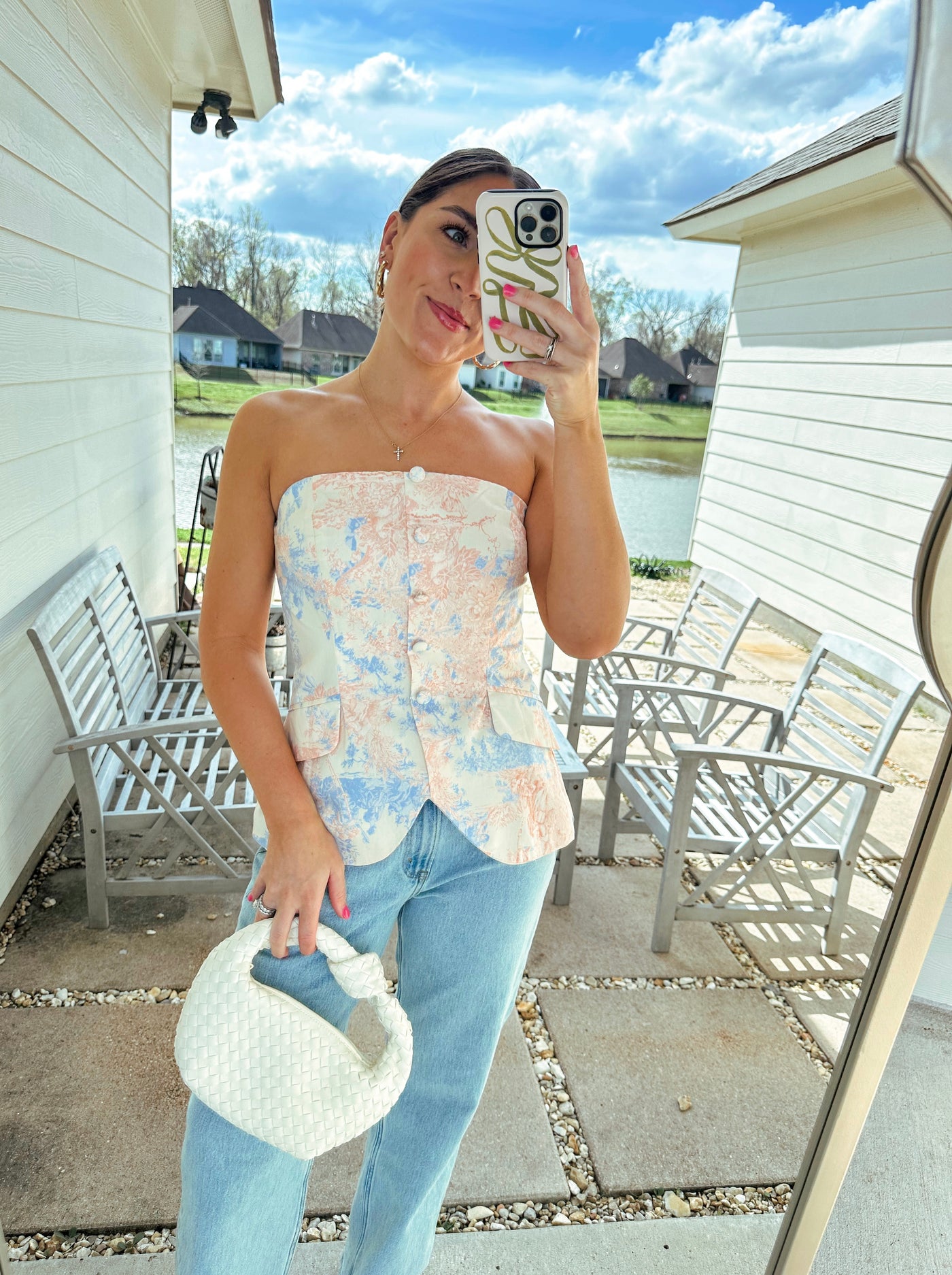 Strapless Button Down Top - Spring Pastels