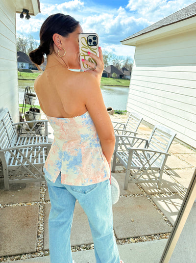 Strapless Button Down Top - Spring Pastels