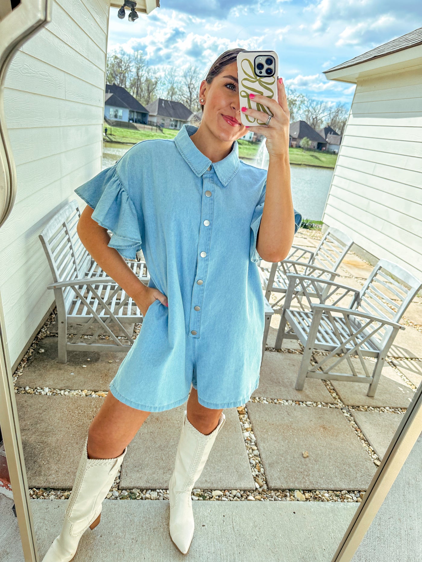 Ruffle Button Up Romper