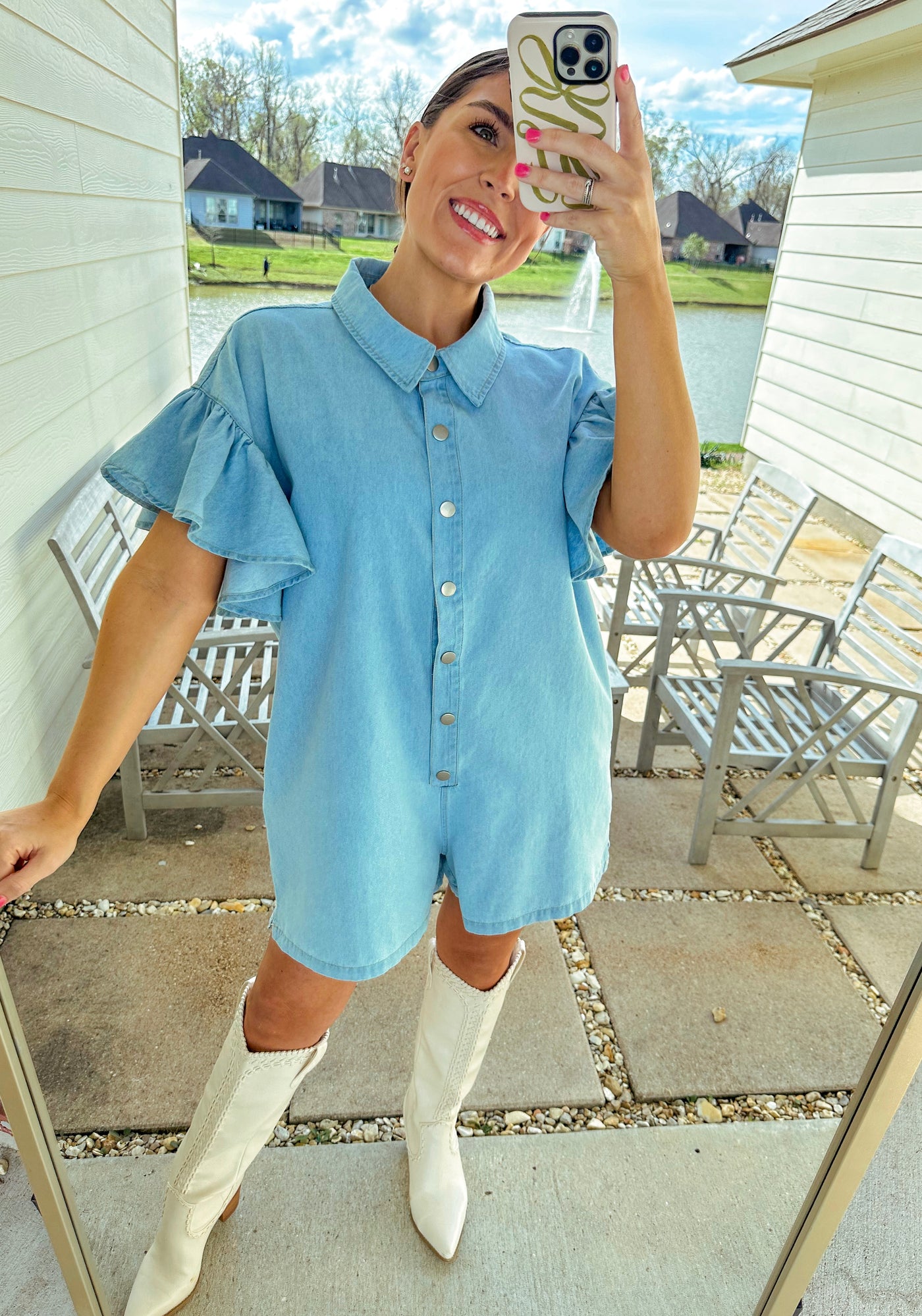 Ruffle Button Up Romper