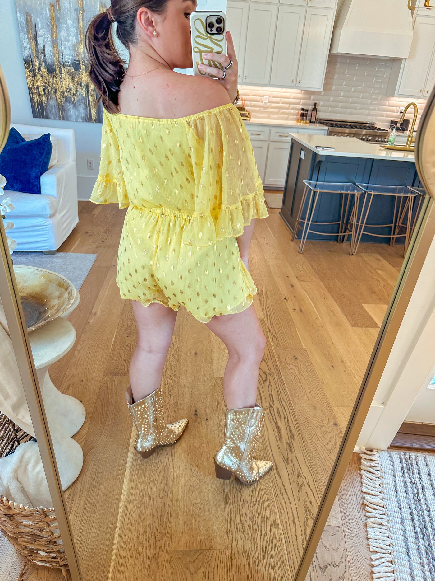 Adelaide Romper - Yellow/Gold Foil