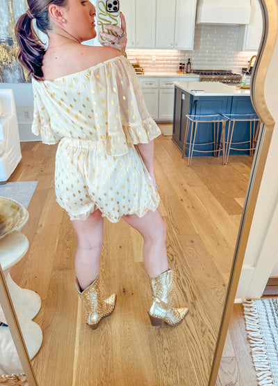 Adelaide Romper - Cream/Gold Foil