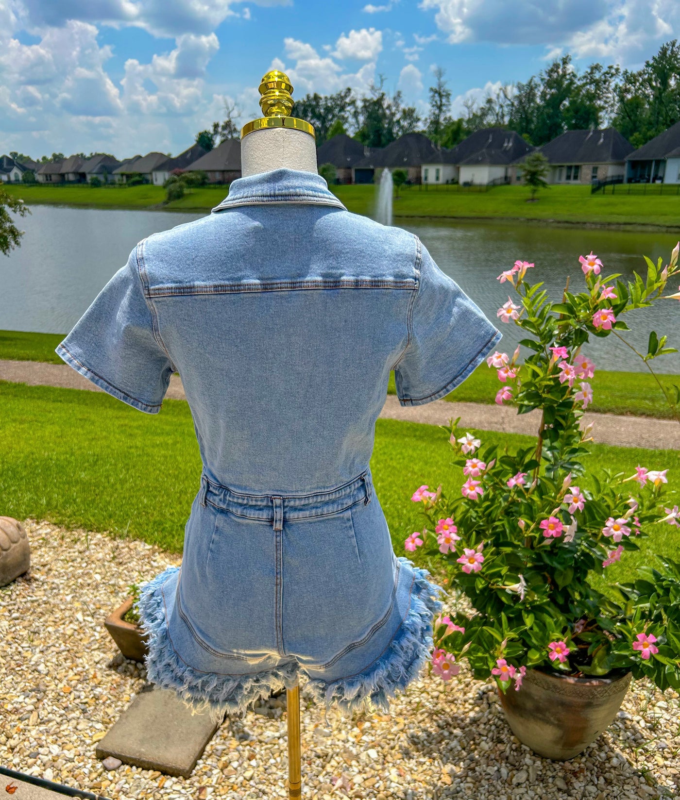 Denim Fringe Romper