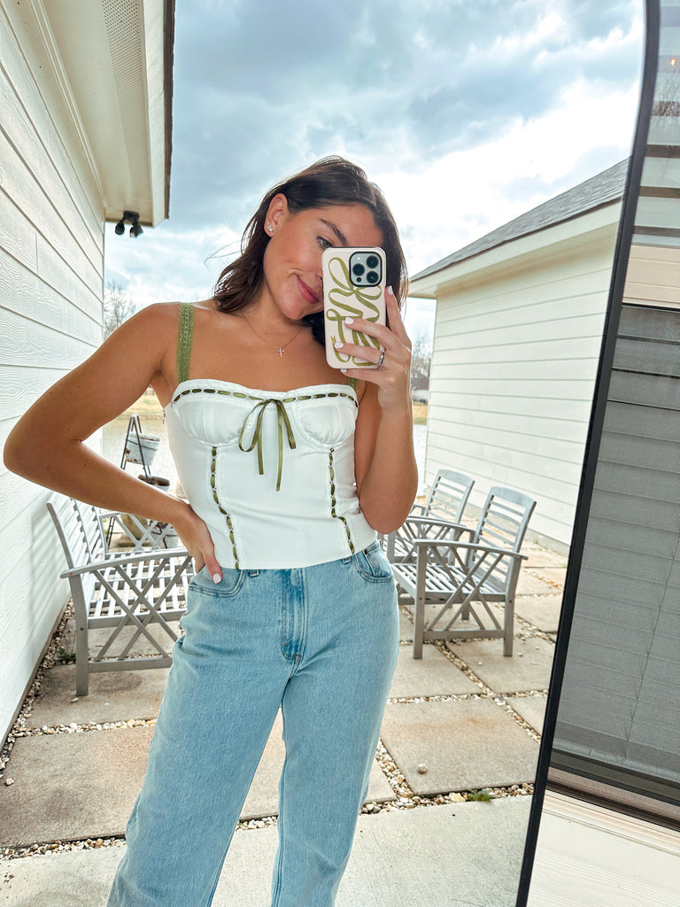 Corset Top - White/Green – Shop Silvs