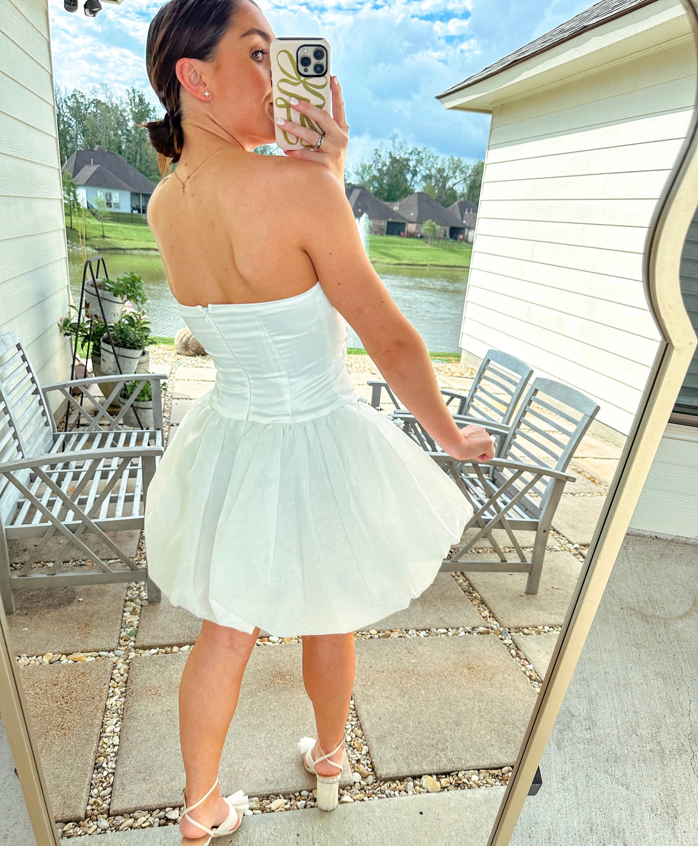 Bubble Hem Bridal Mini Dress