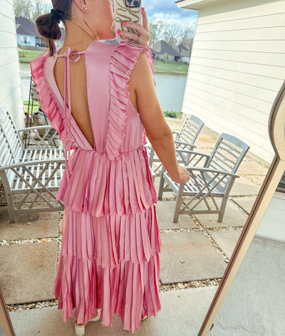 Pretty in Pleats Maxi Dress - Pink