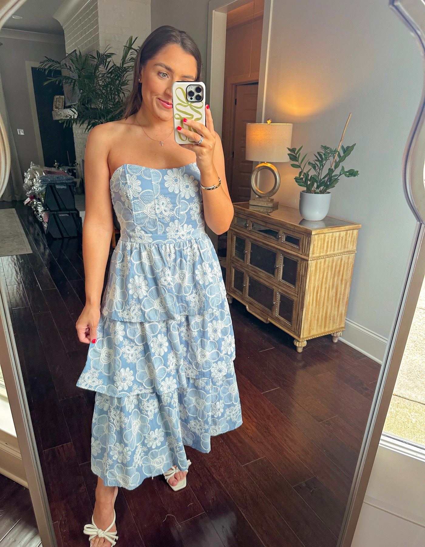 Josie Midi Dress - Blue/White Floral