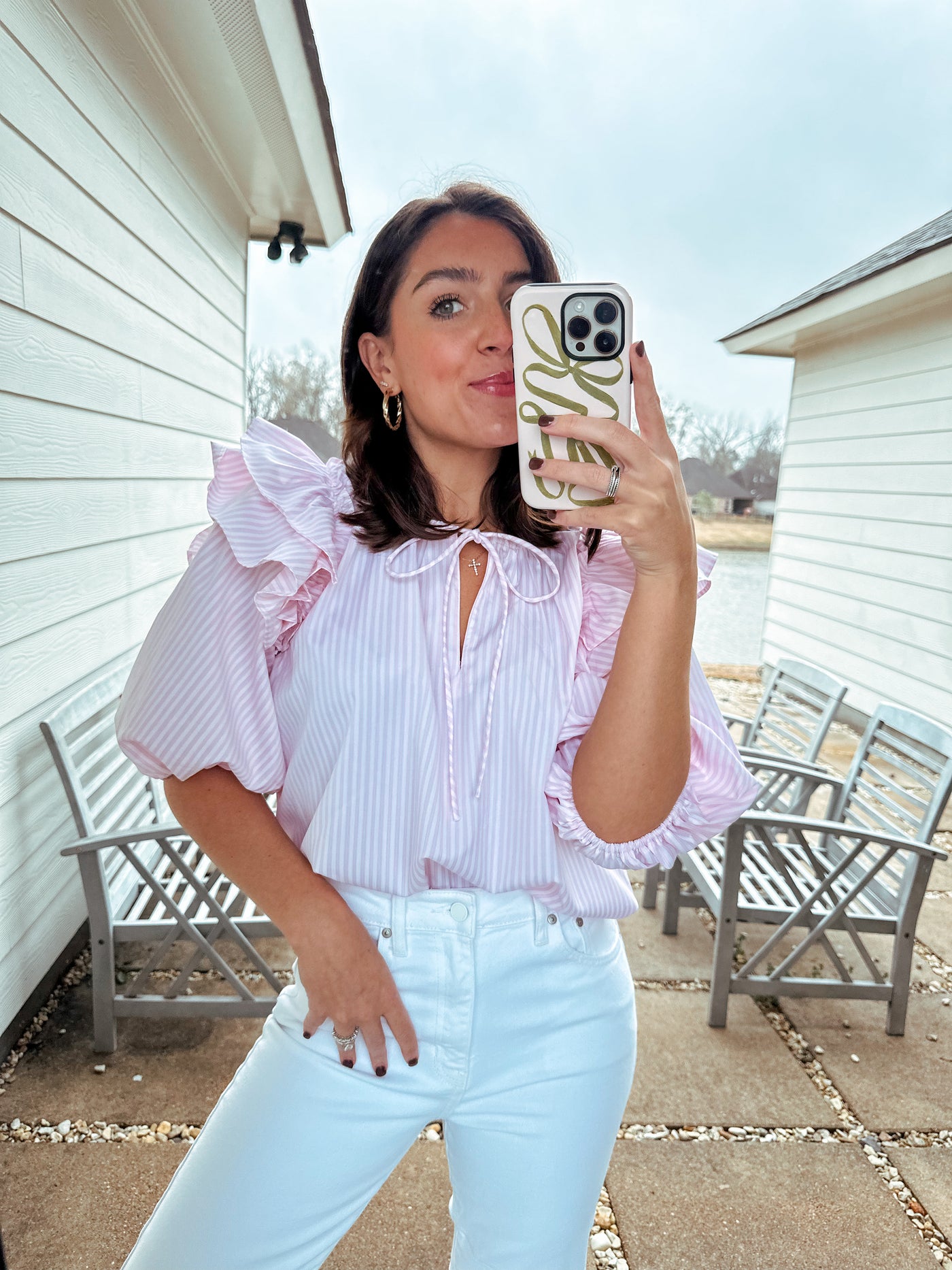 Ruffle Puff Sleeve Top - Pink