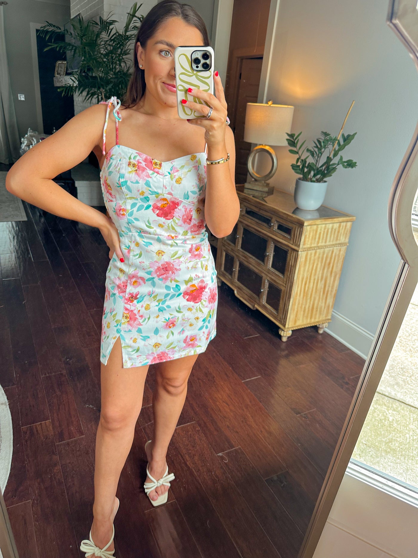 Denim Floral Mini Dress