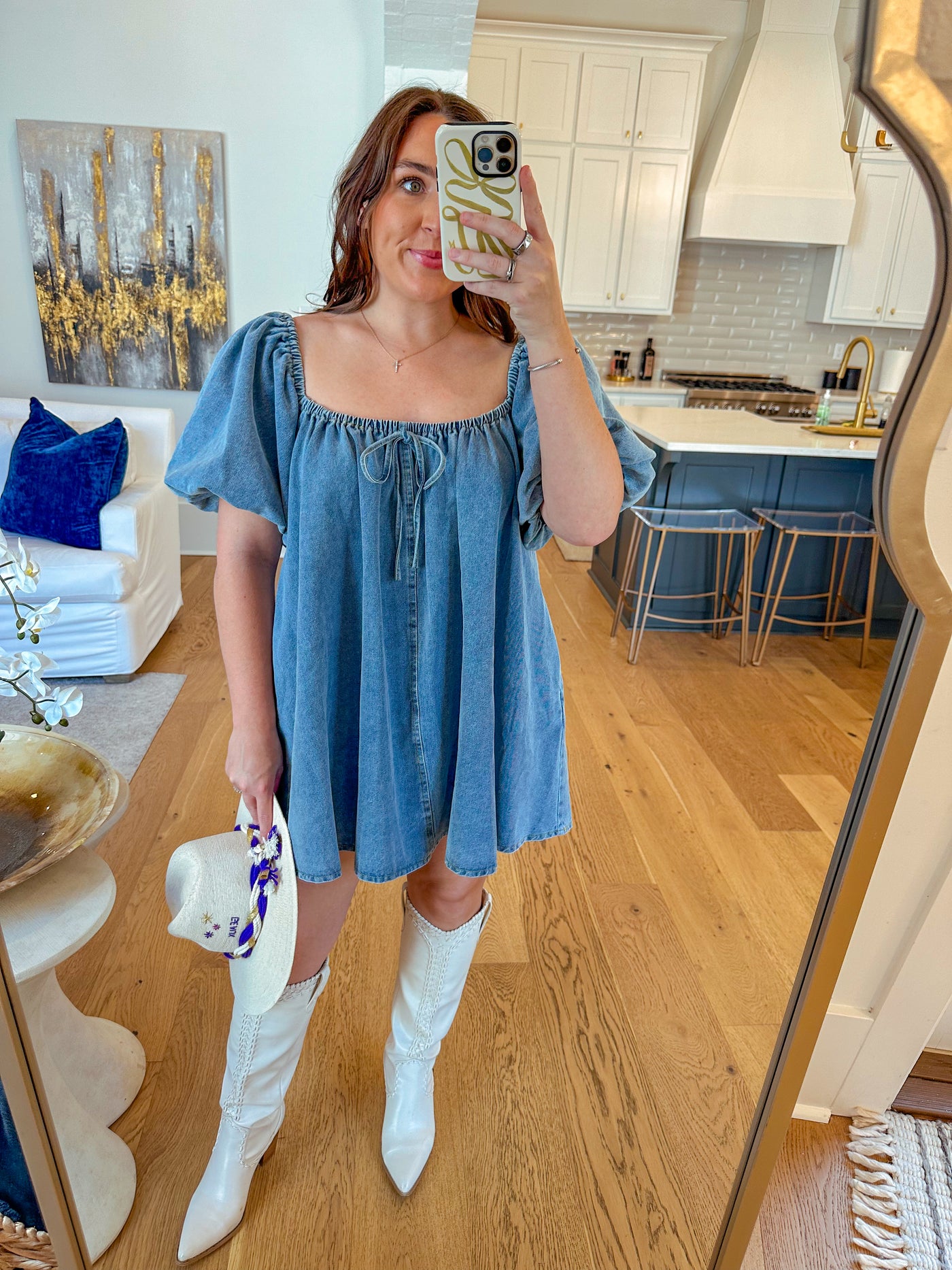 Denim Babydoll Mini Dress