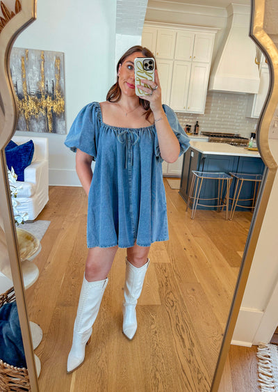 Denim Babydoll Mini Dress