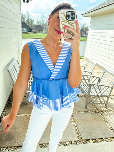 Preppy Striped Top - Blue/White