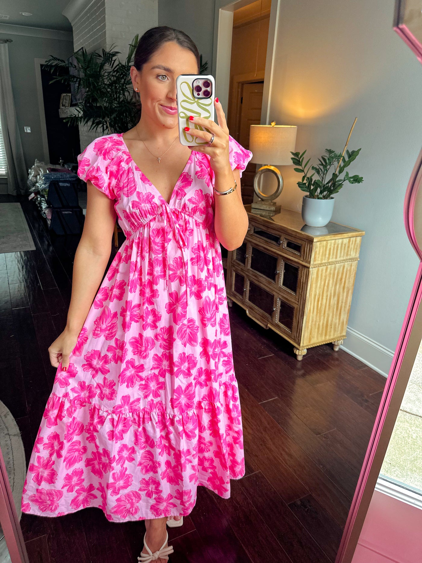 Delilah Midi Dress - Pink Floral