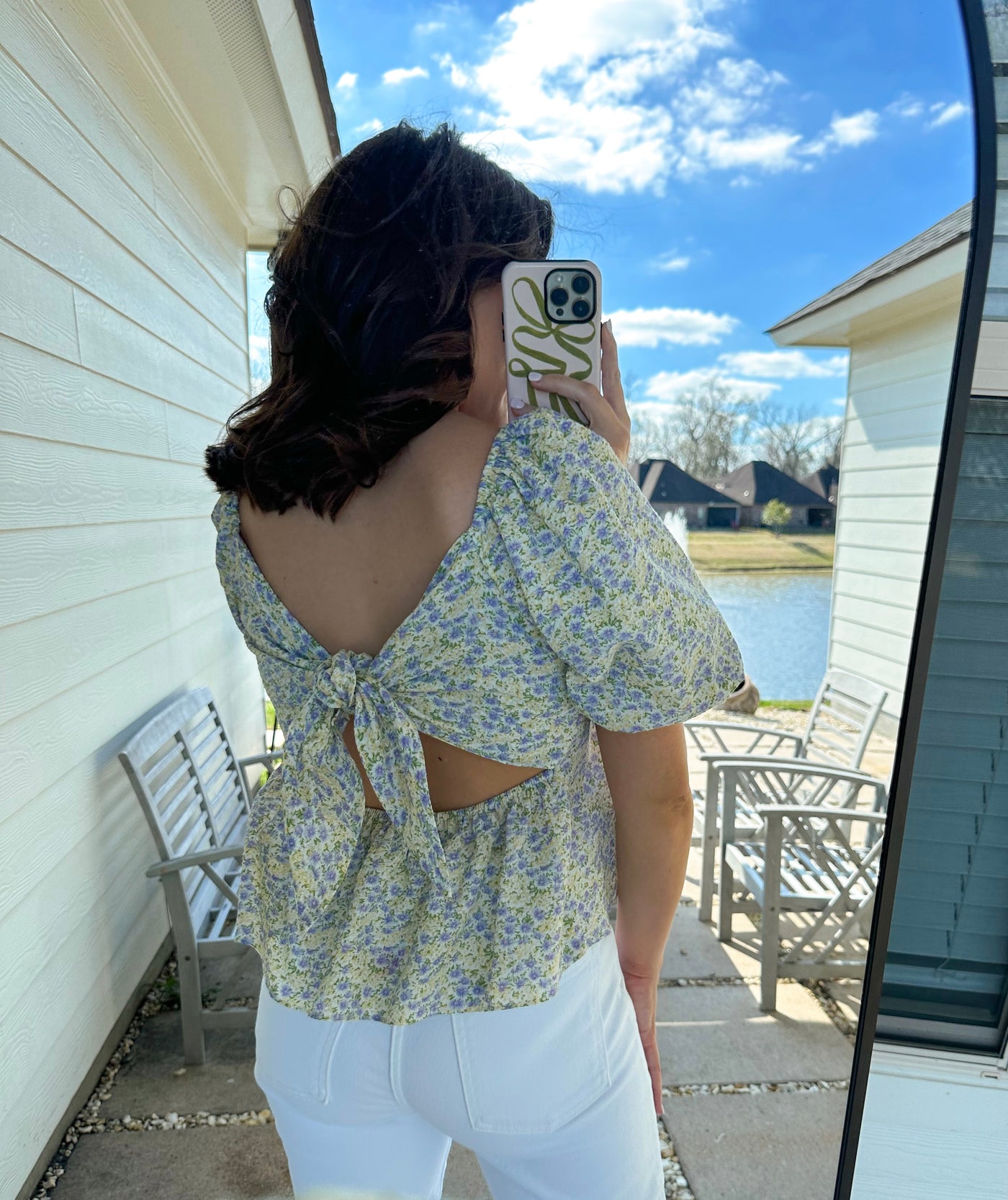 Tie Back Floral Top - Purple/Yellow Florals