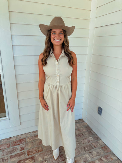 Halter Midi Dress - Cream