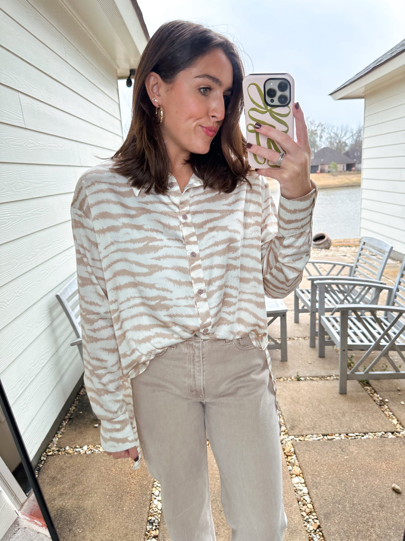 Tiger Stripe Top - Taupe