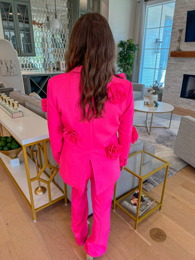 Floral Blazer Set - Hot Pink