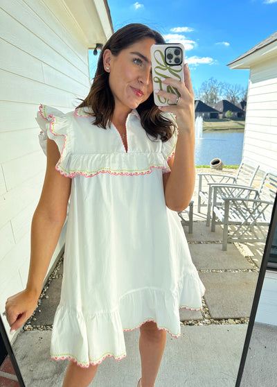 Embroidered Collar Mini Dress