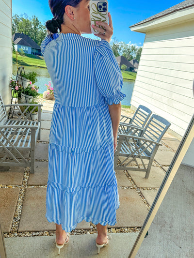 Stripes & Scallops Dress