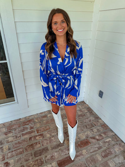 Cameron Romper - Blue/White