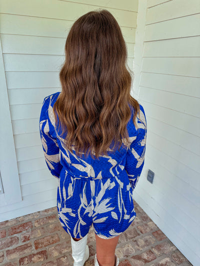 Cameron Romper - Blue/White