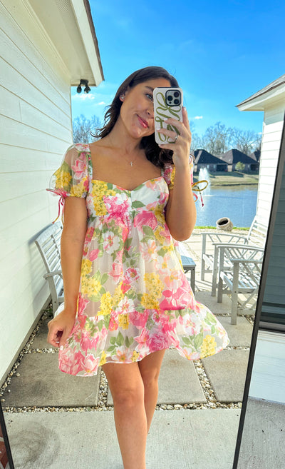 Spring Babydoll Floral Mini Dress