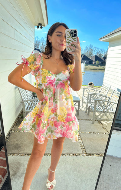 Spring Babydoll Floral Mini Dress