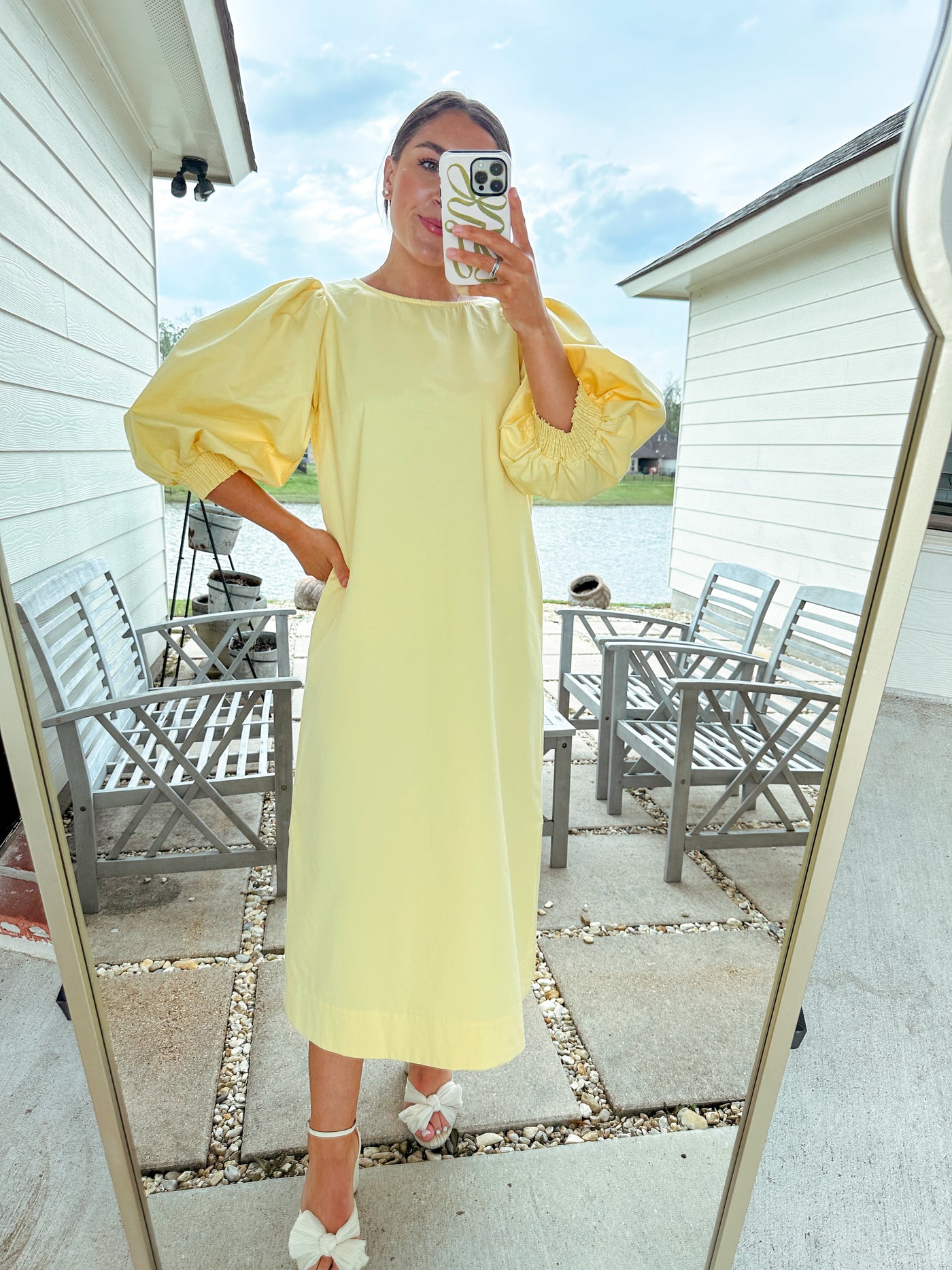 Balloon Sleeve Midi Dress - Sunshine