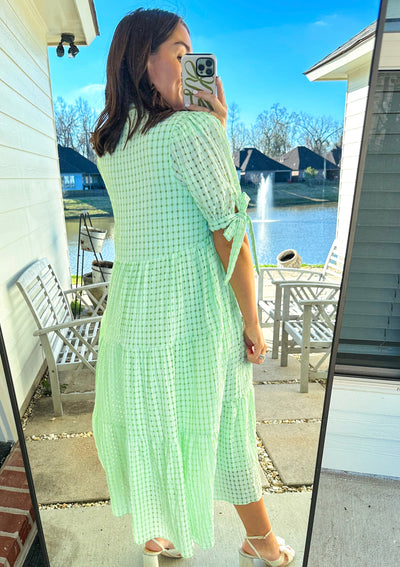 Gingham Maxi Dress - Lime