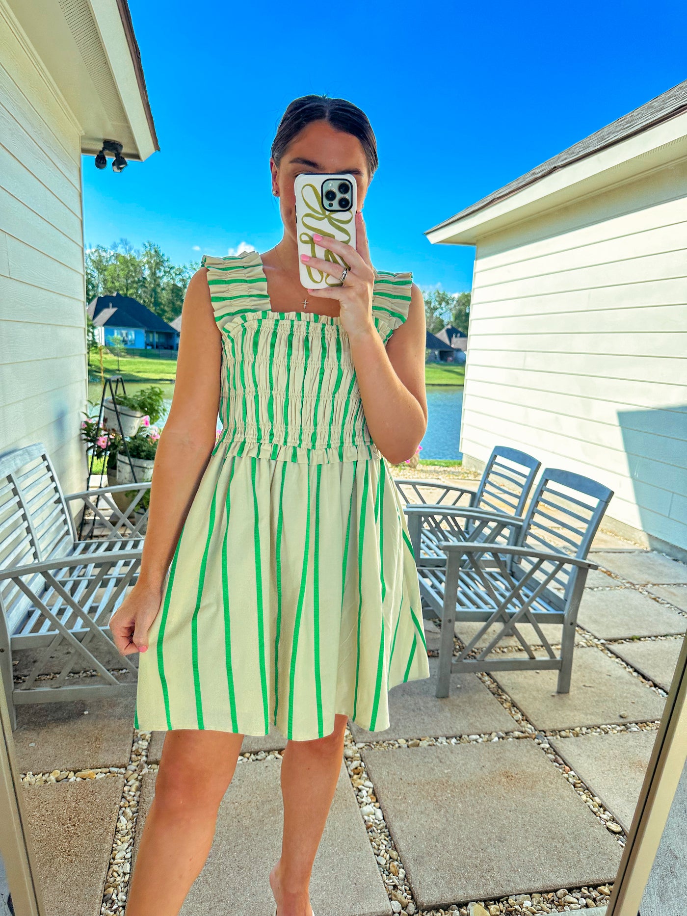 Statement Stripe Mini Dress - Green