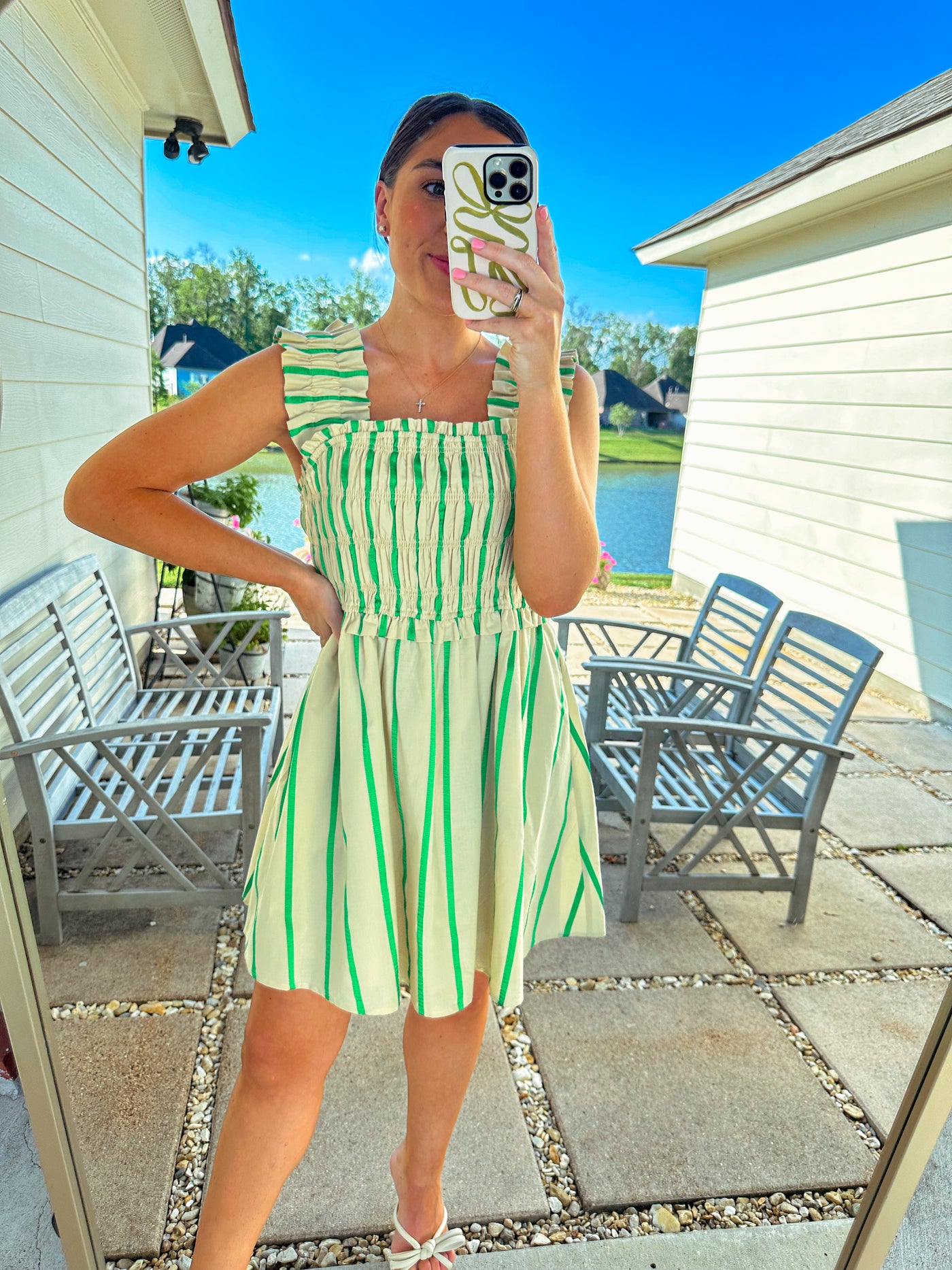 Statement Stripe Mini Dress - Green