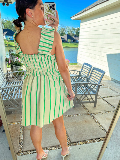 Statement Stripe Mini Dress - Green