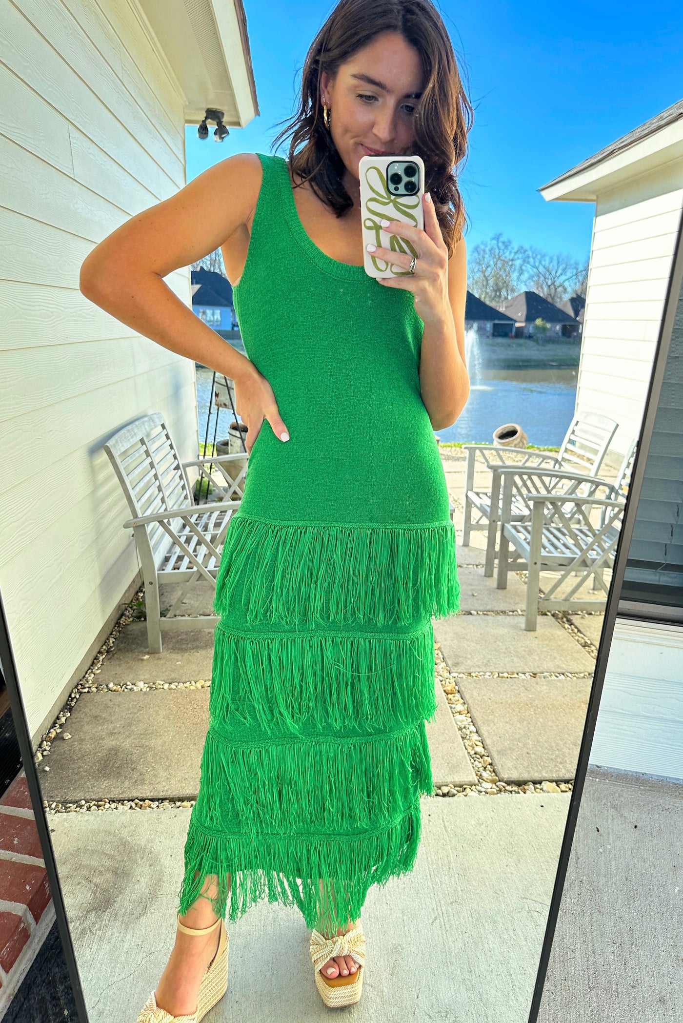 Tassel Midi Dress - Green