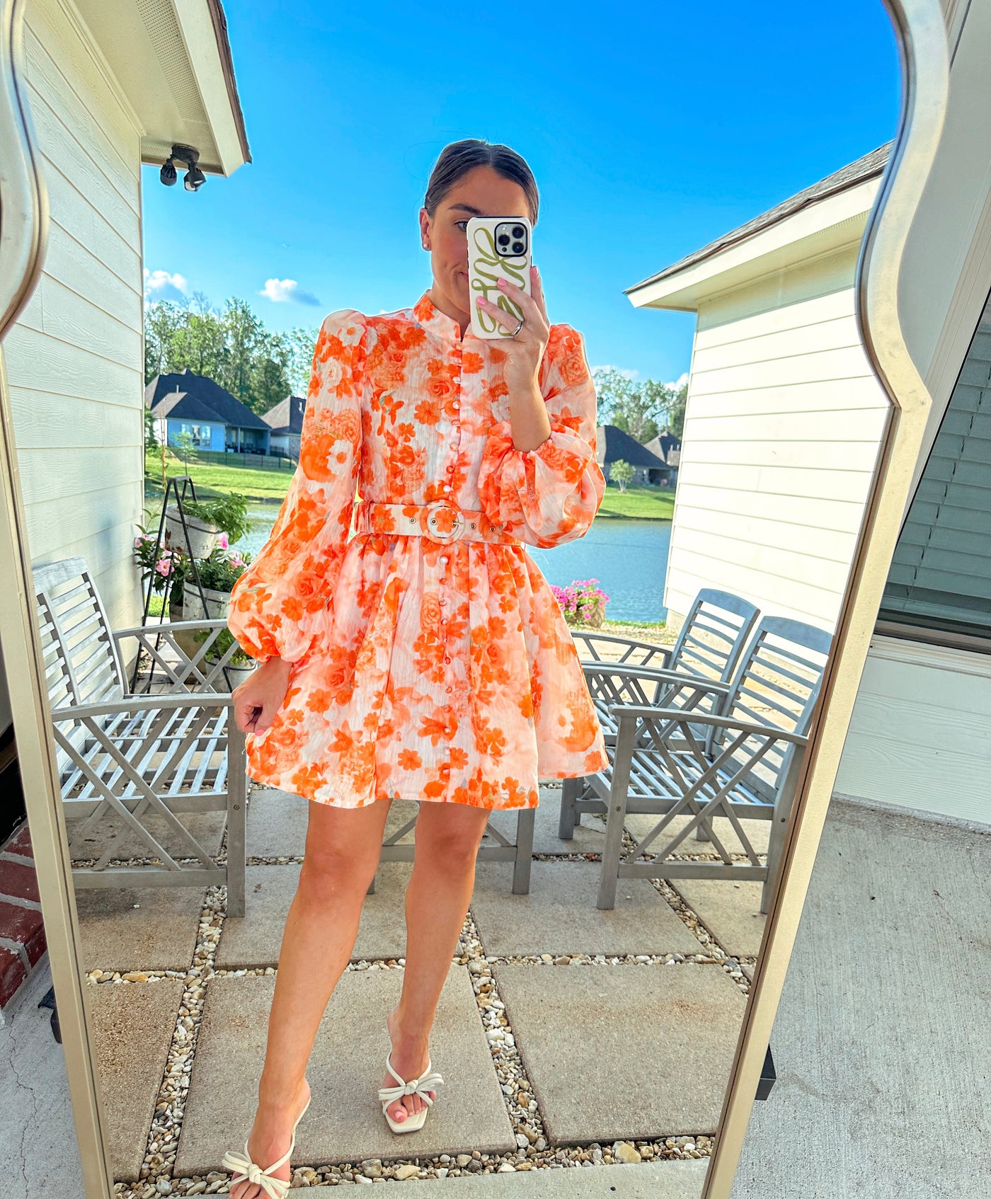 Orange Floral Mini Dress