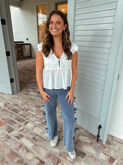 Bow Denim Jeans - Blue