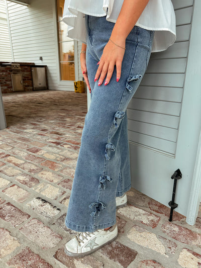 Bow Denim Jeans - Blue